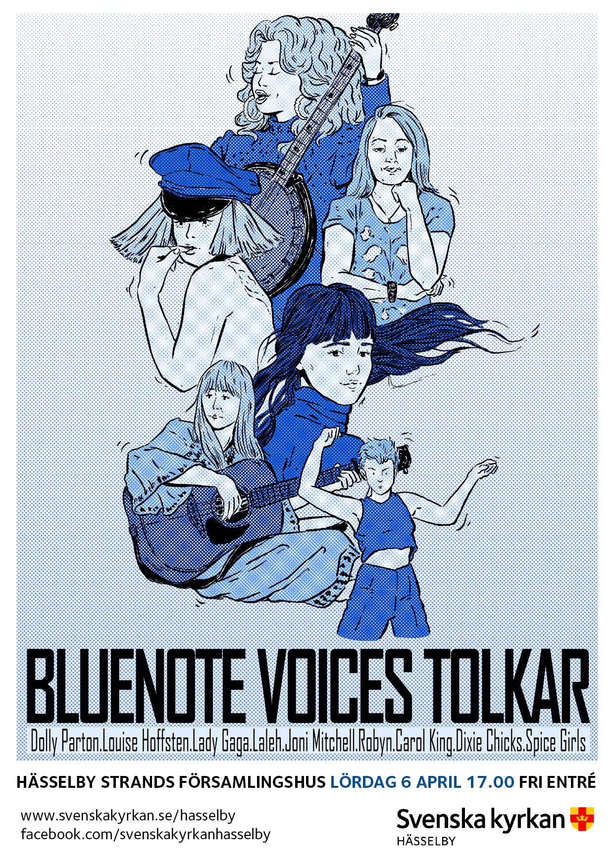 Bluenote voices, kör i Svenska kyrkan Hässelby tolkar kvinnliga artister.