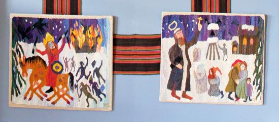 Bildväv av textilkonstnären Viveka Dahlberg, Delsbo.Hänger i Segersta församlingshus