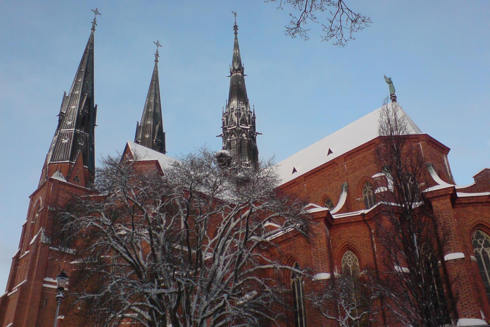 Uppsala domkyrka i snö