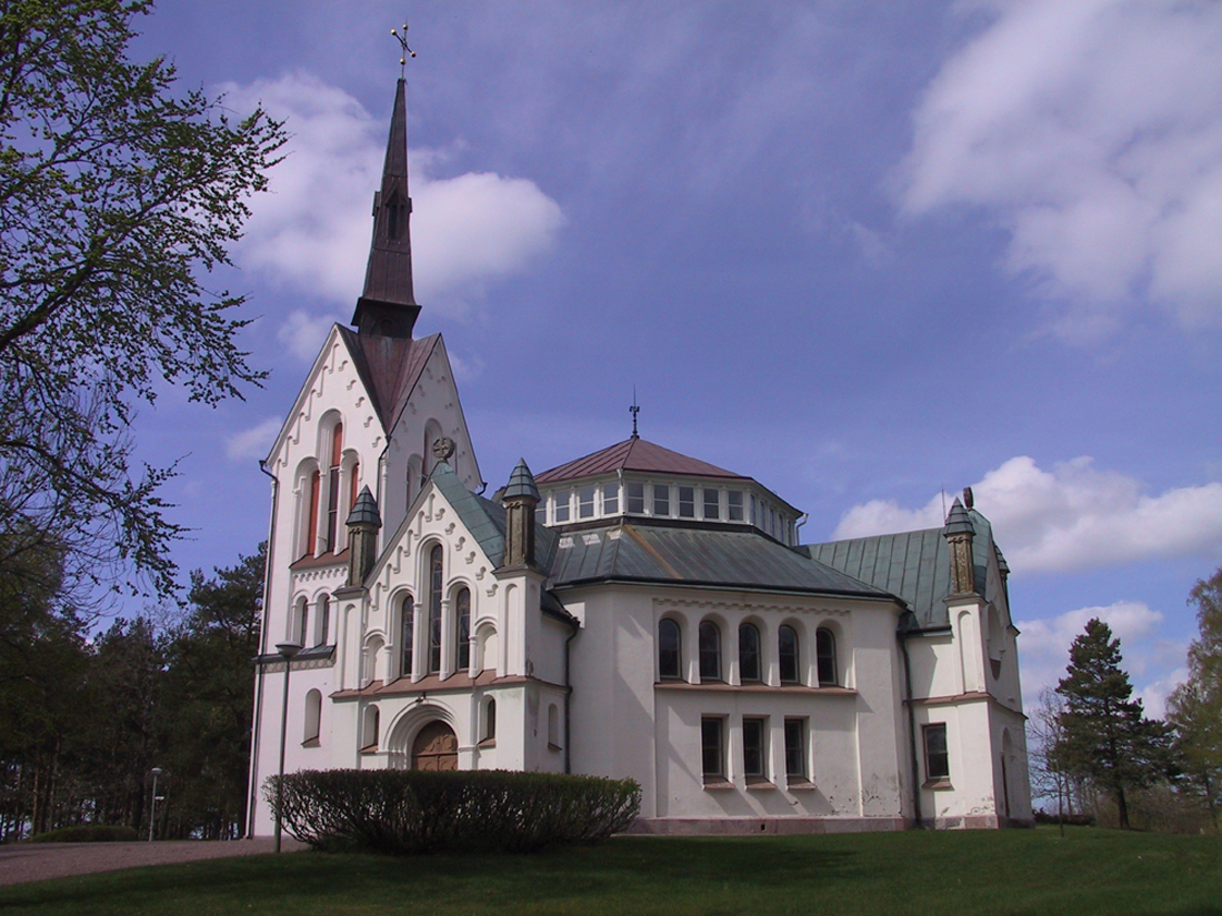 Holmestads kyrka exteriört.