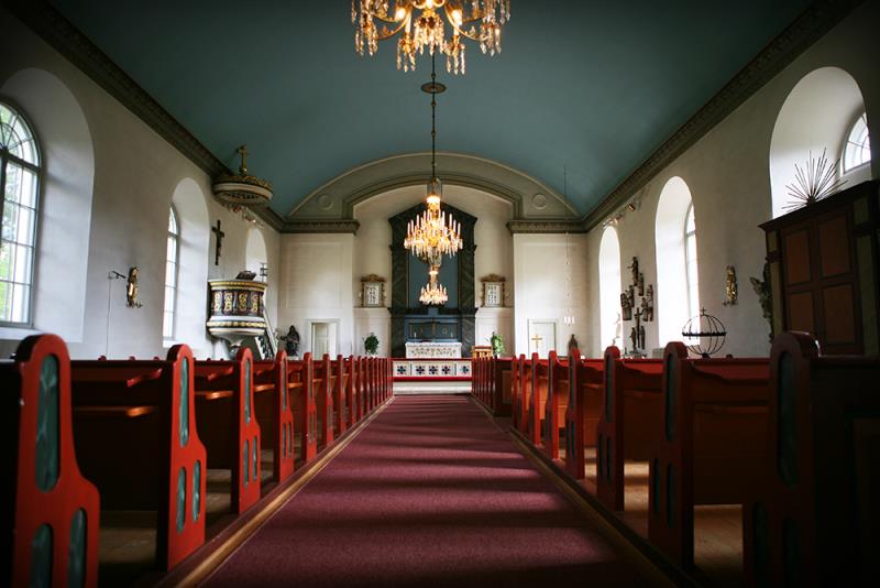 Kyrksalen i Kinne-Kleva kyrka.