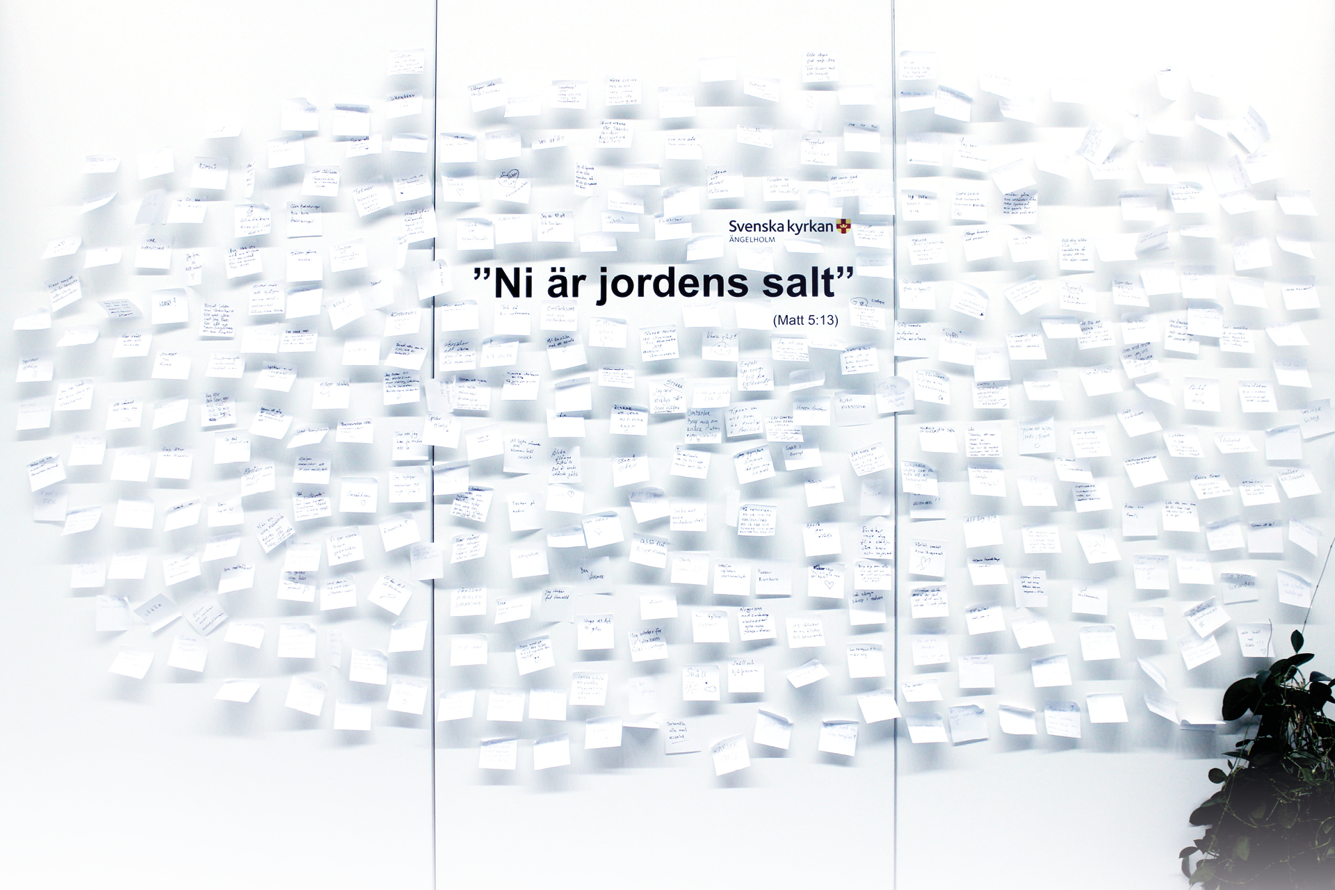 Vägg med post it lappar 