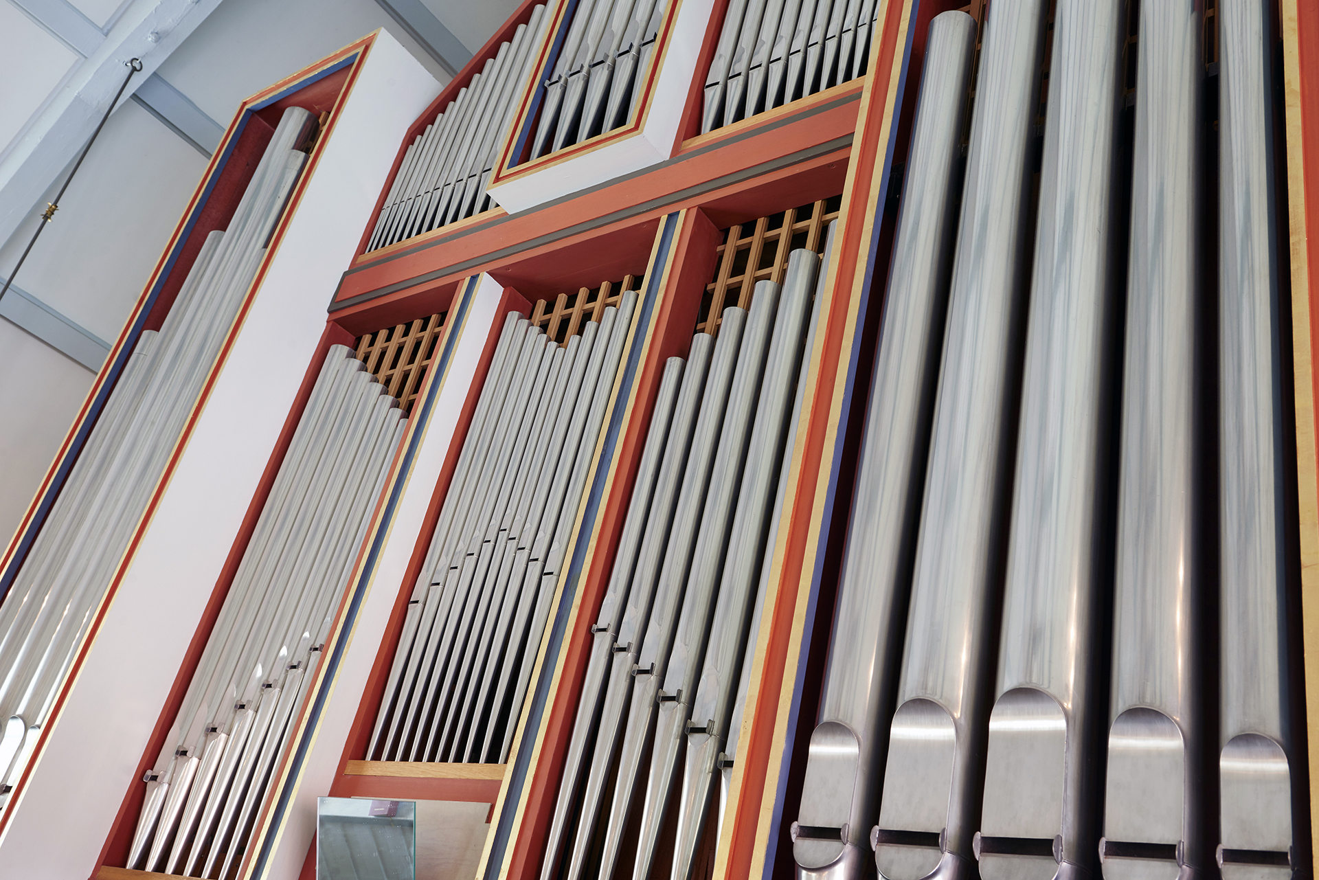 Fasadpiporna i Älvsborgs kyrkas orgel.