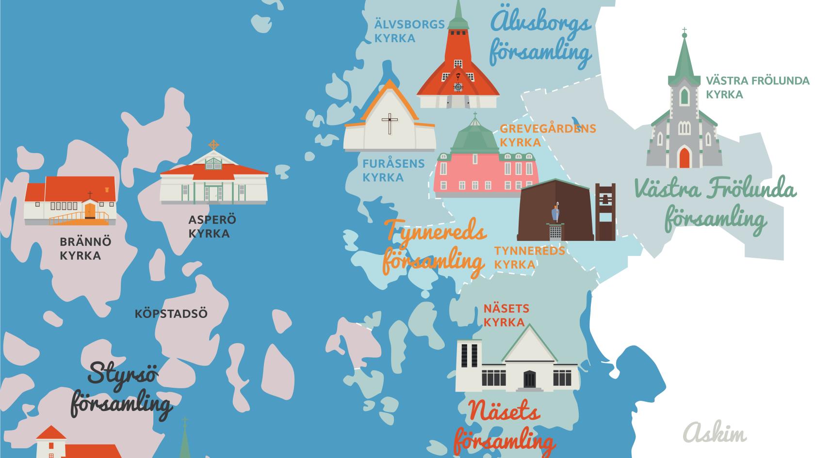 Karta över Västra Frölunda pastorat