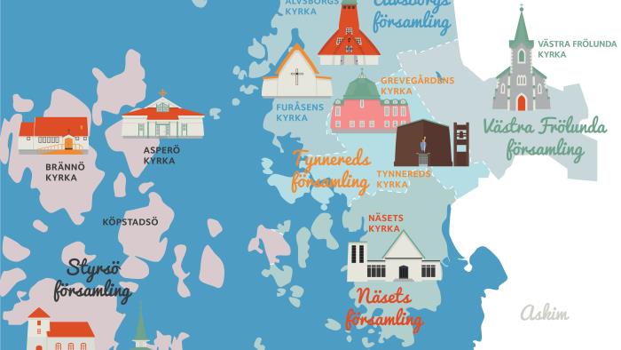 Karta över Västra Frölunda pastorat