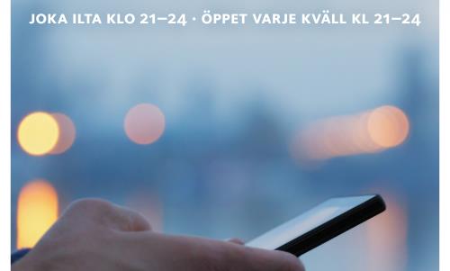 Tiesitkö että on Palveleva puhelin on myös suomeksi! Palvelee joka ilta klo 21-24 puhelinnumero 020-26 25 00. På svenska finns Jourhavande präst, se nedan.