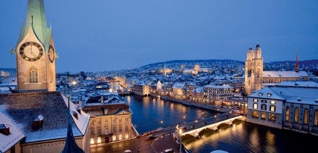 Staden Zurich i tysktalande delen av Schweiz