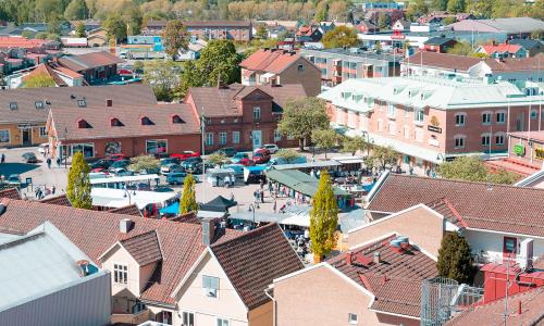 Utsikt över Tidaholm från kyrktornet.