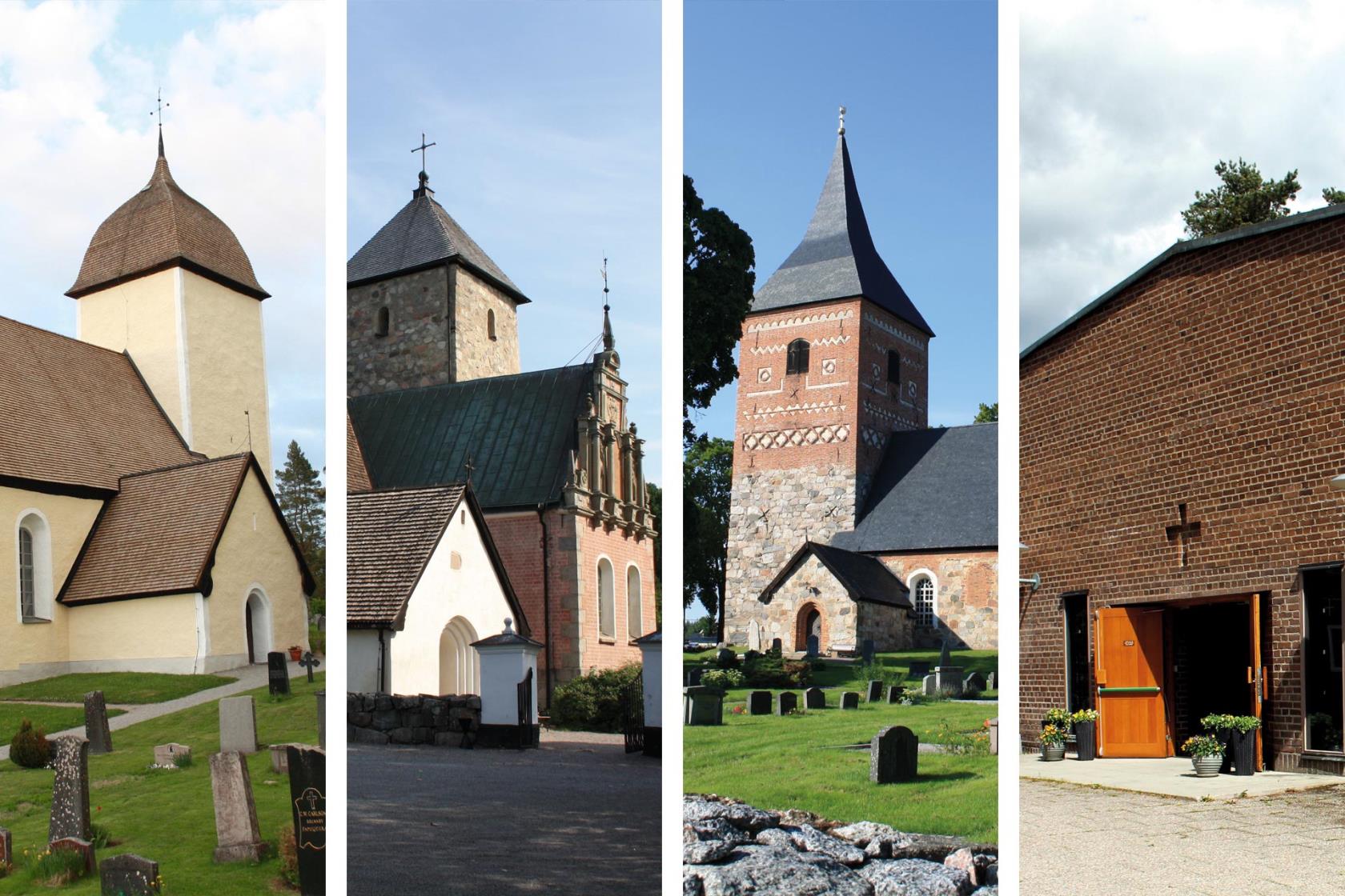 Husby-Ärlinghundra kyrka, Norrsunda kyrka, Skepptuna kyrka och Valsta kyrka