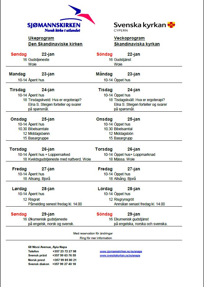 Veckoprogran 22-29 jan