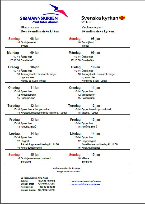 Veckoprogram 8-15 jan.