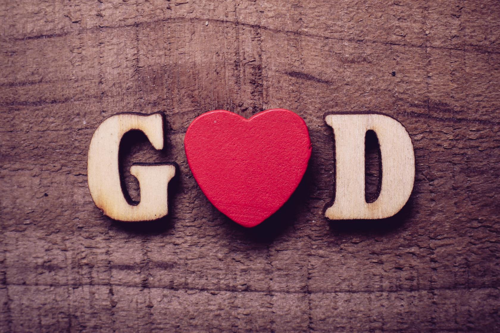 Ordet GOD med ett hjärta istället för O