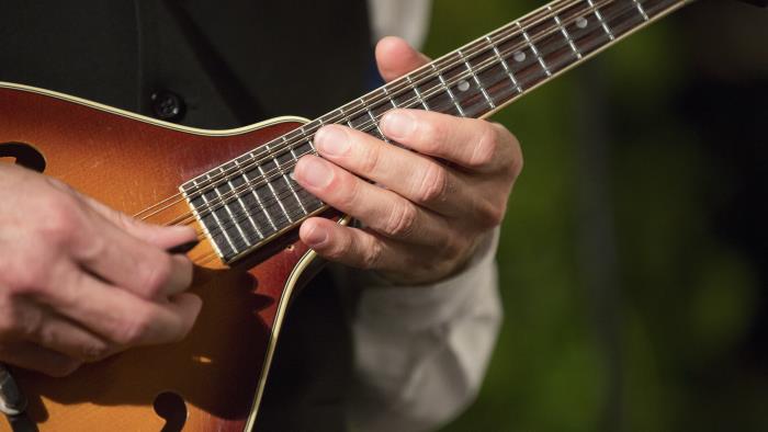 Någon spelar mandolin.