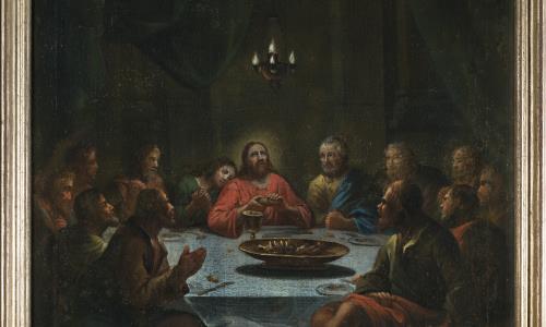 Oljemålning på duk med motiv från Jesu passionshistoria.