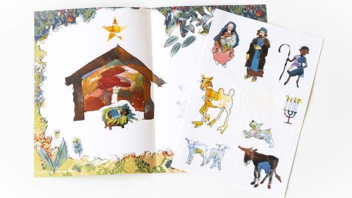 En barnbok med julteckningar.