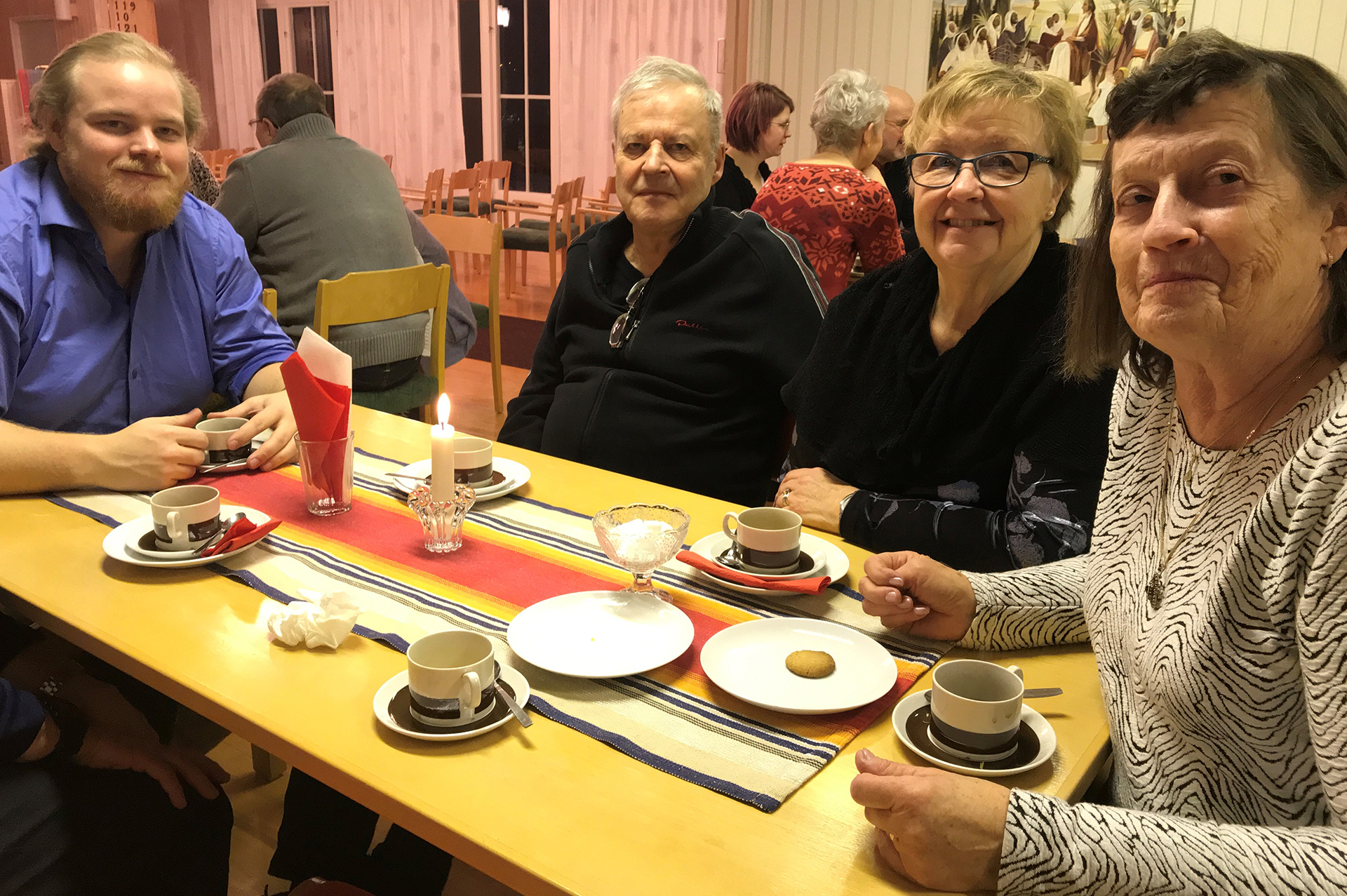 Johan Eriksson Wikberg, Roger Johansson, Kerstin Johansson och Eva Nyström i Bredåkers kyrka.