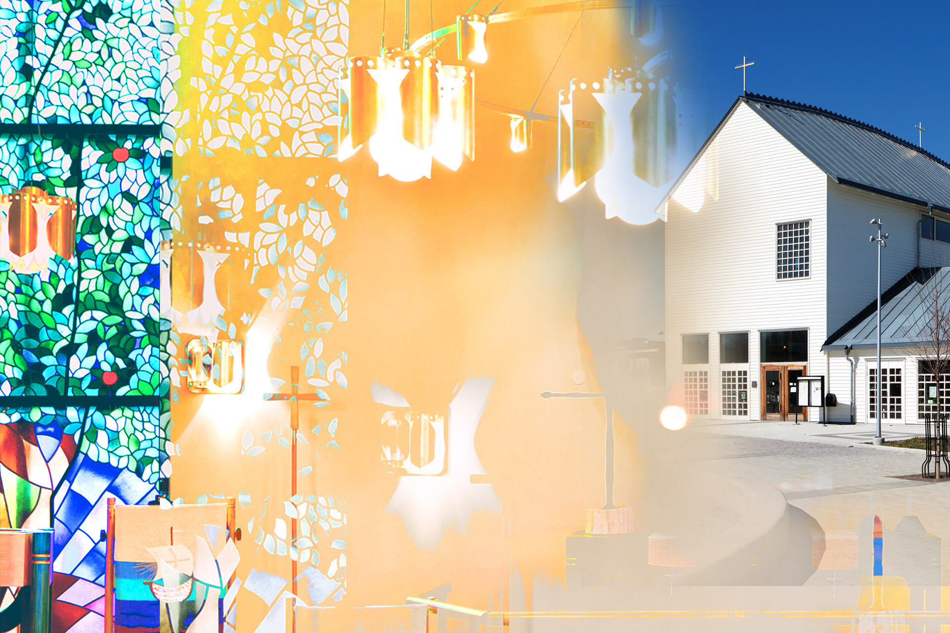 Montage av bilder på Järfälla församlings kyrkor