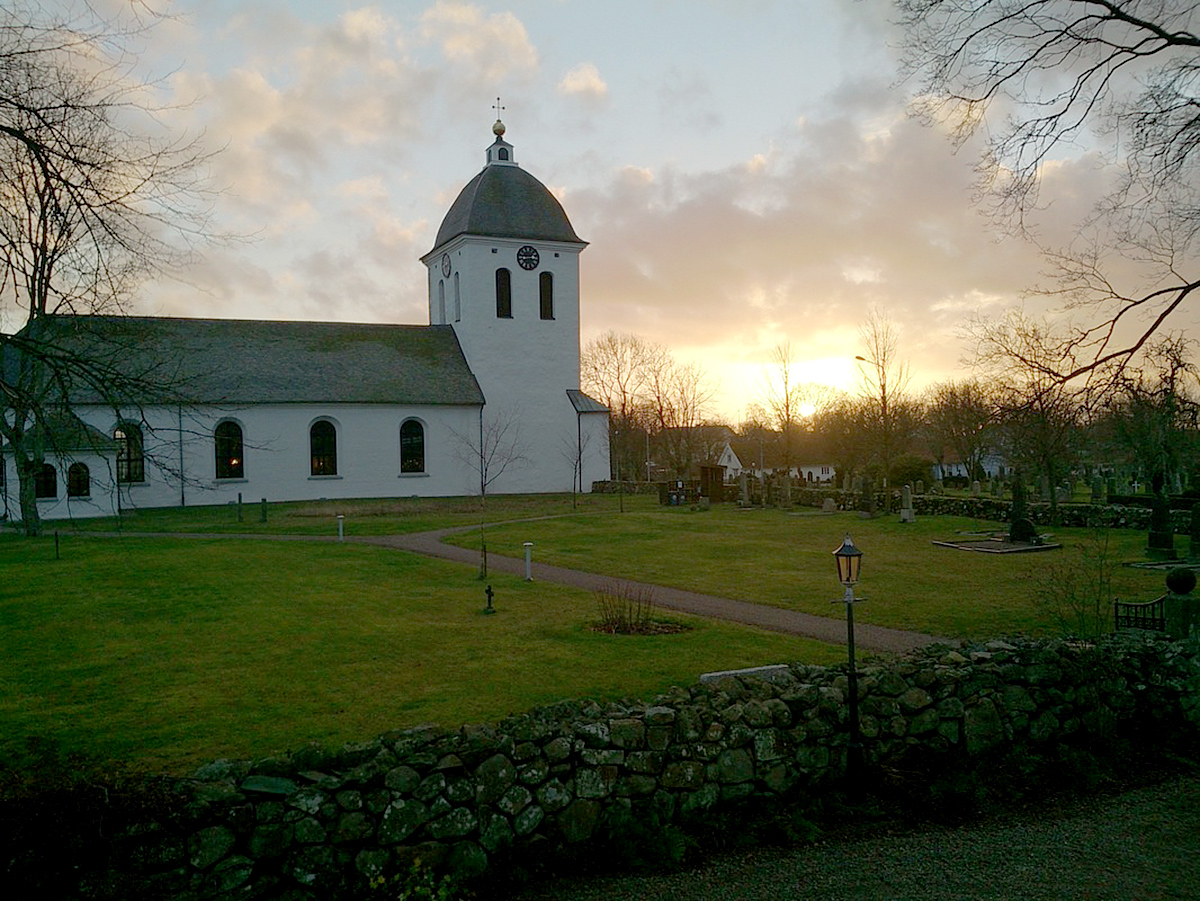 Morups kyrka, solnedgång