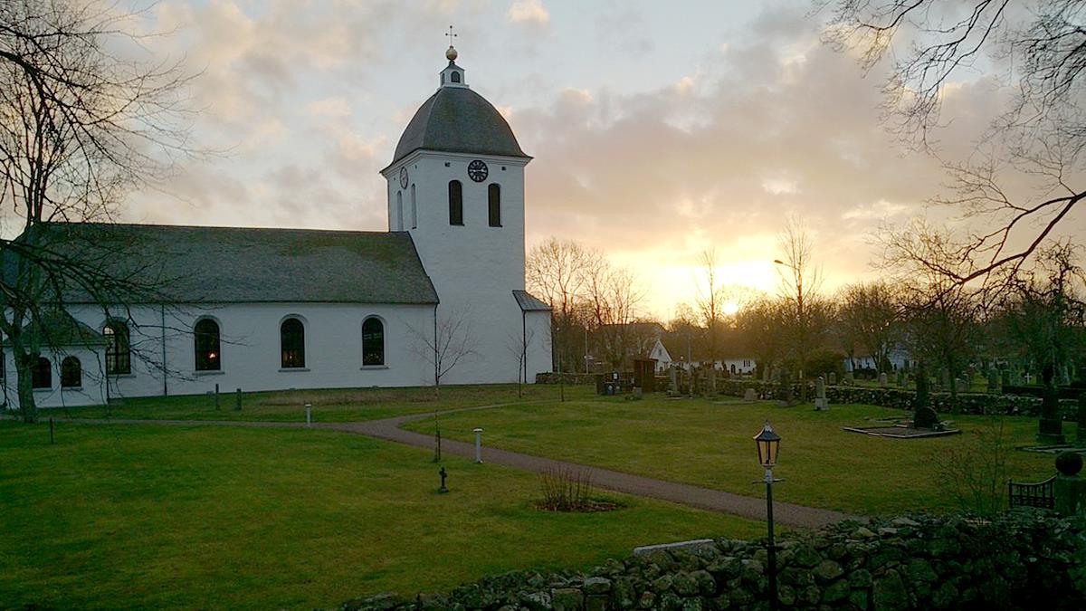 Morups kyrka, solnedgång