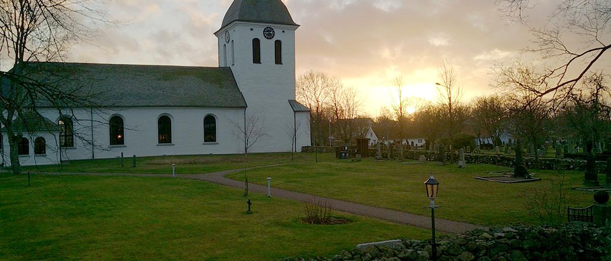 Morups kyrka, solnedgång