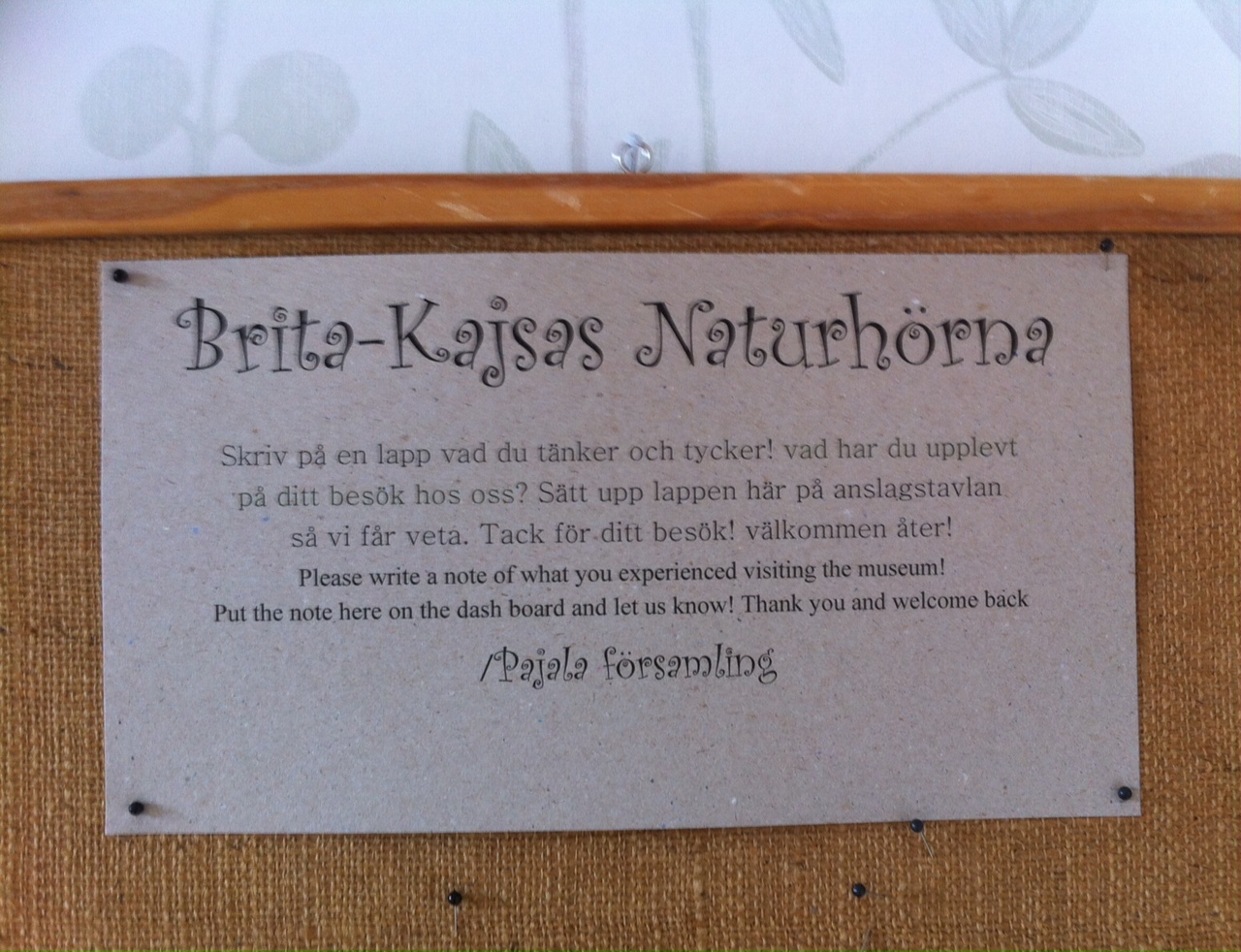 Naturhörnan Skylt Laestadiusmuseet