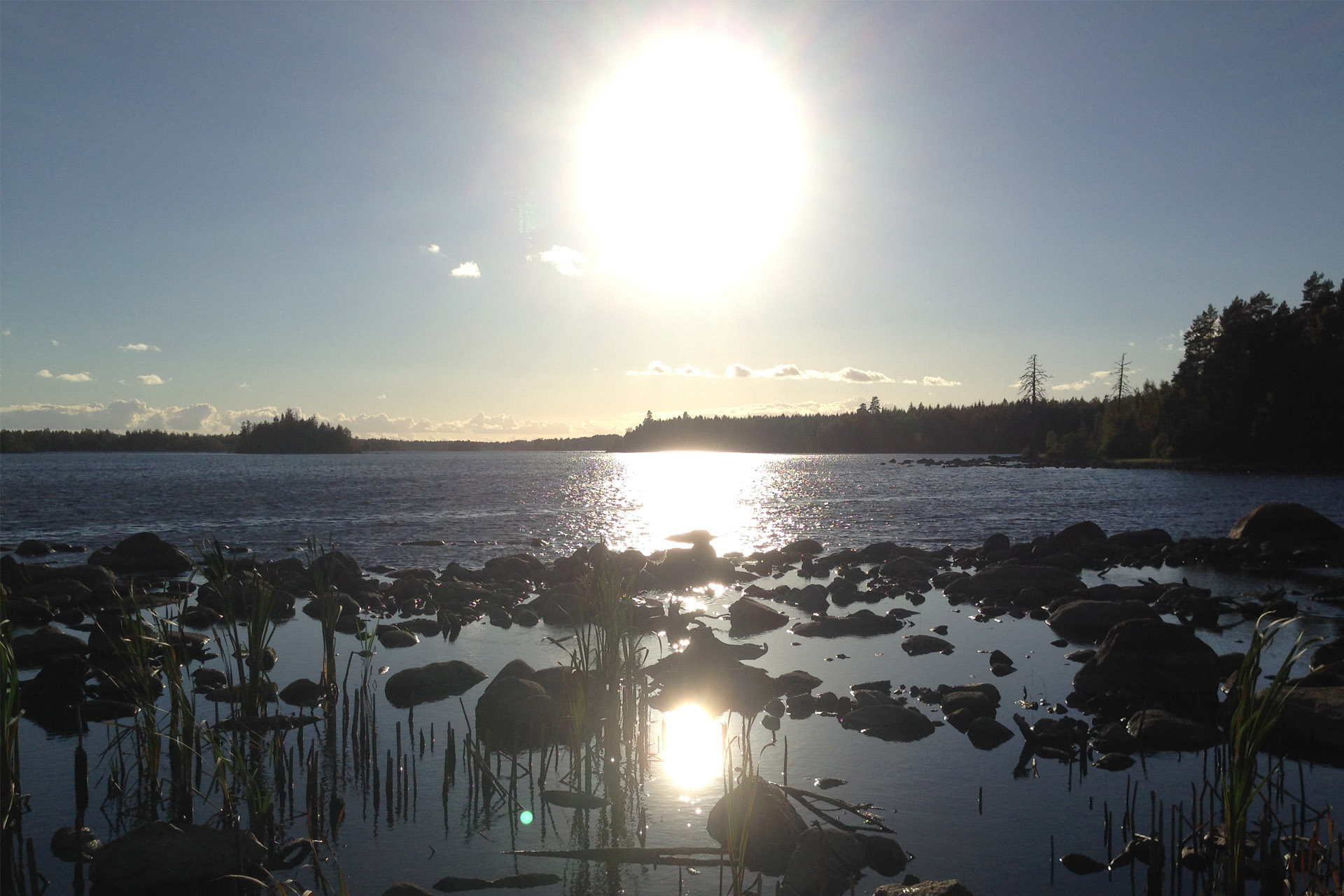 Solnedgång över sjön Läen i Lessebo